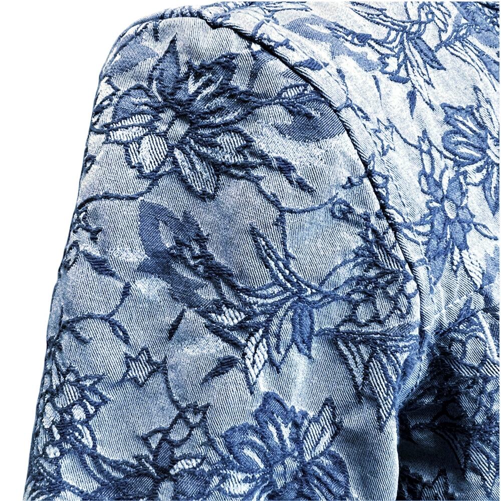 Kim Rogers Blue Floral Quilted Jacquard Button-Front Jacket Sz PM Cotton Blend - Picture 9 of 14